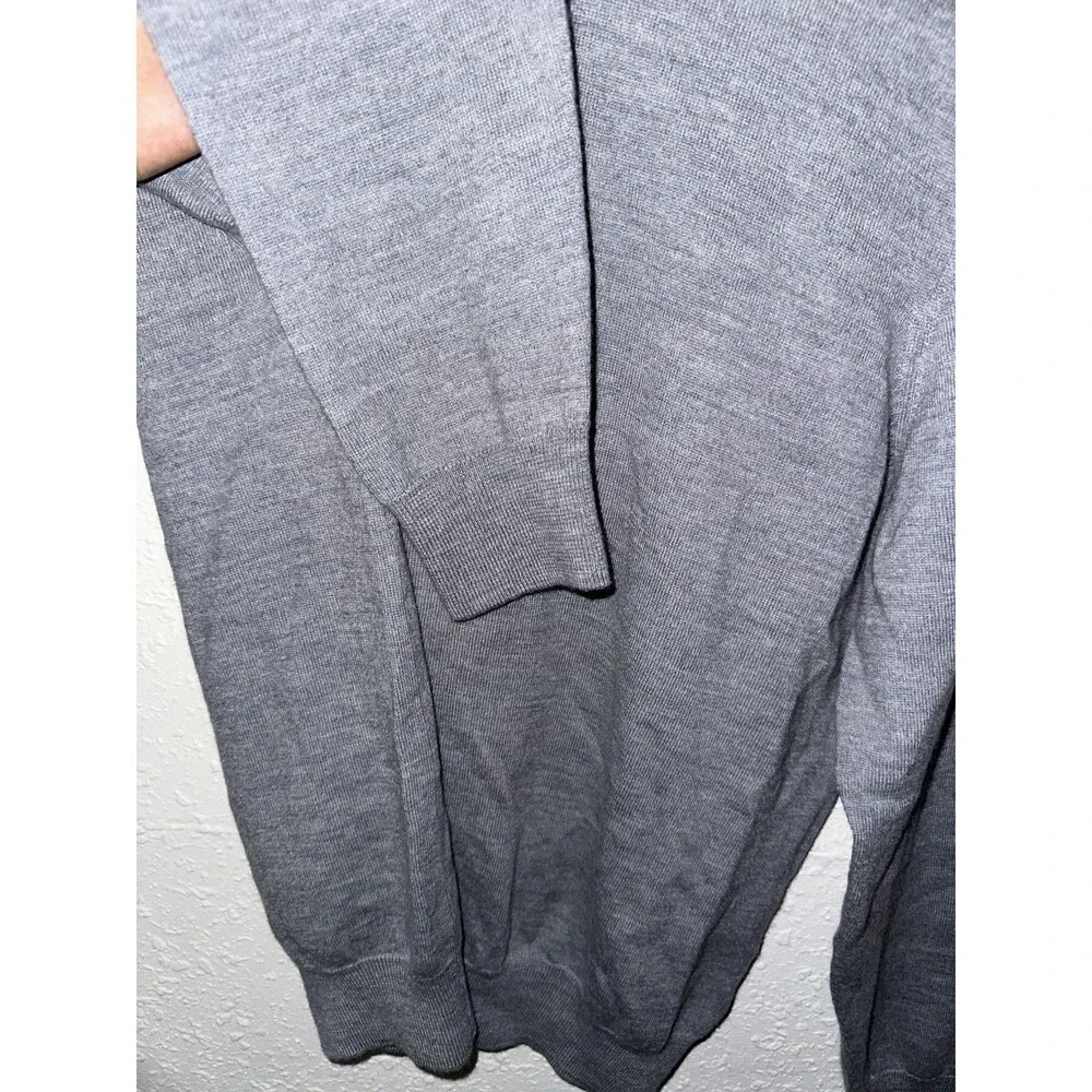 Saks Fifth Avenue Wool Sweater Men Lrg Wolfe Gray Pullover Knit Casual Preppy
